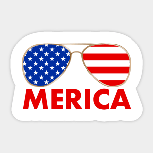 merica sunglasses American Flag Sticker